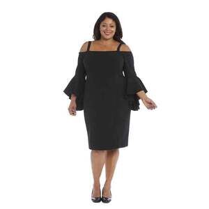 NWT R&M Richards Plus Size Black Off Shoulder Bell Sleeve Dress 20W